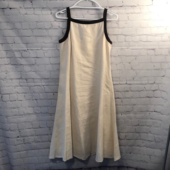 Linen Ralph Lauren Dress/ A-line. Brown trim - Picture 1 of 2